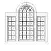 Palladian Hung Window with Transom and Sidelites
12-over-12 with 4-over-6 sidelites and 10-lite Gothic transom
Unit Dimension 92" x 89"
7/8" SDL